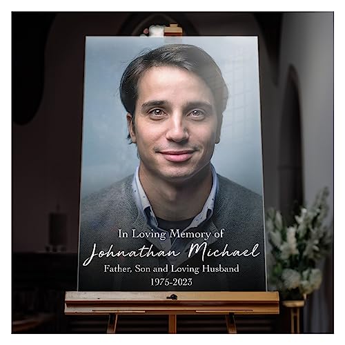 SPEEDYORDERS Custom Funeral Sign - Photo In Loving Memory Sign - Personalized Funeral Reception Signs - Celebration Of Life Funeral Photo Sign