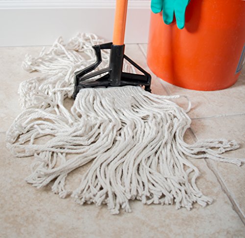 Image of SPARTA Flo-Pac Mop Head Cut-End, Narrow Band with White Band for Organized Cleaning, Small, Tan, (Pack of 12)