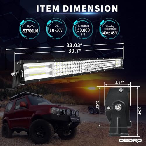 Image of OEDRO 30 Inch 768W Curved LED Light Bar Quad-Row Spot Flood Combo