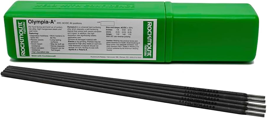 Rockmount Olympia A Welding Electrode: 5/32" Dia., Hardfacing for Abrasion and Impact - 11 lbs