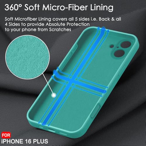 Image of TheGiftKart Liquid Silicone Back Cover Case for iPhone 16 Plus | Soft Micro-Fibre Lining Inside | Camera & Screen Protection | Shockproof Back Cover Case for iPhone 16 Plus (Silicone, Teal)