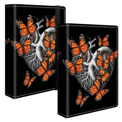 Image of Photo Album 4x6 120 Pockets Photos with Strong Elastic Band, Small Mini Albums Sheet Protector Folder for Photos, Album for Family Wedding Women Men Baby Vacation Gift, Orange Butterfly Heart
