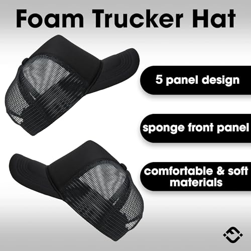Image of Funky Junque Blank Mesh Foam Lightweight Snapback Trucker Hat | Lightweight Foam Trucker Hat with Breathable Mesh Back, Golf Beach and Street Style, Trendy Trucker Hats for Men