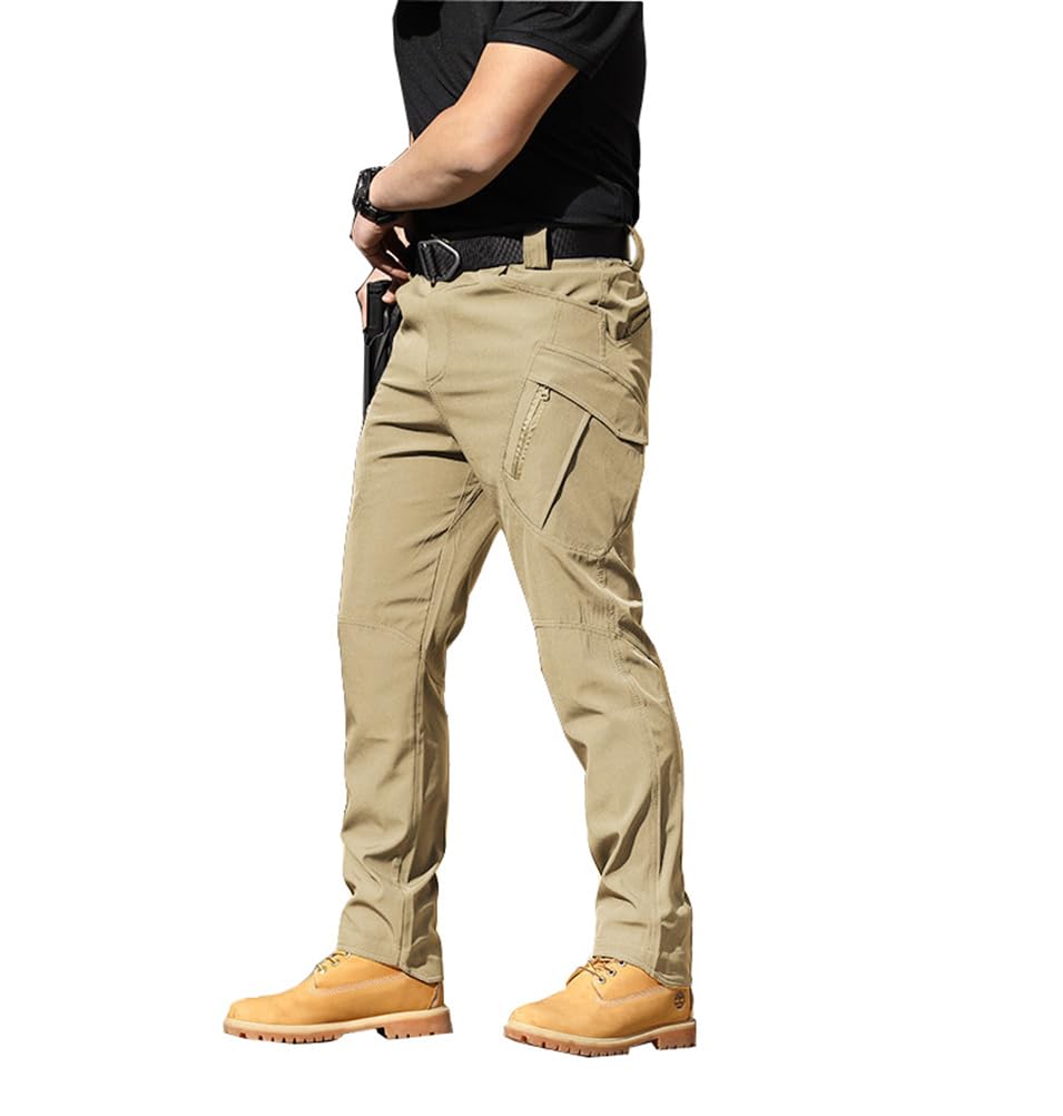 THWEI Pantalones cargo tácticos para hombre, resistentes al agua, para senderismo, trabajo al aire libre, con múltiples bolsillos, sin cinturón