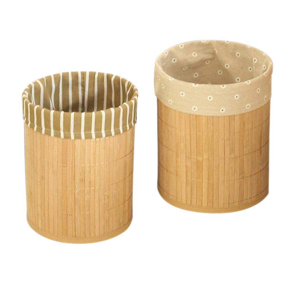 perfk Pattumiera Rotonda Pieghevole in Bambù per Bagno, Camera Letto, Ufficio in Casa, Cucina, 8.66.D x10.63.H Pollici