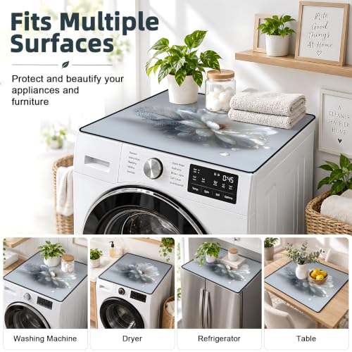 Washer Dryer Top Cover Mat, Non-Slip Laundry Room Decor, Laundry Room Kitchen Appliance Decor Protector Universal 23.6"x19.7" (White Flower) by NYZE - Used condition - Image 6