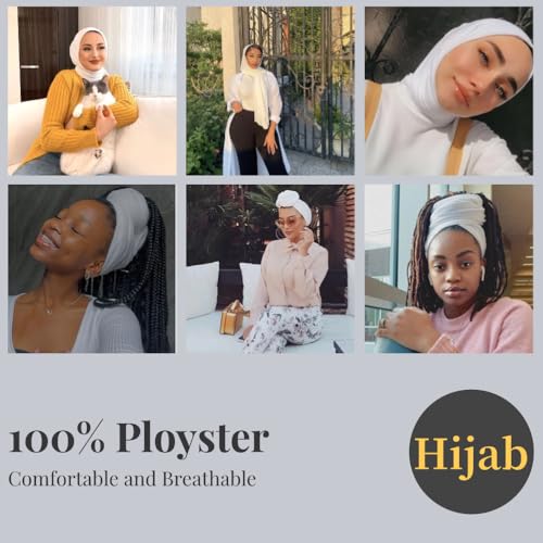 Muslim Hijabs for Women Scarf Large Headscarf Stretch Tie Headband Soft Turban Head Wraps Plain Shawls4