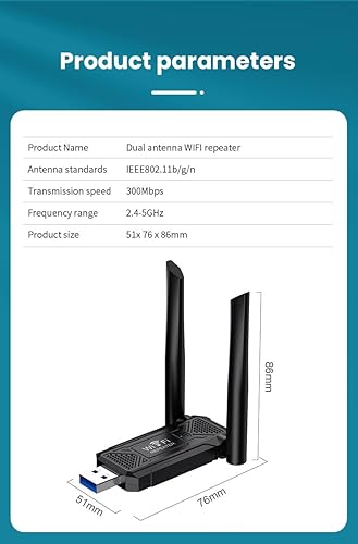 Miniatura 9 de Amplificador de señal USB WiFi, adecuado para repetidores WiFi domésticos, potenciador inalámbrico WiFi de 2.4 GHz, configuración fácil de un clic