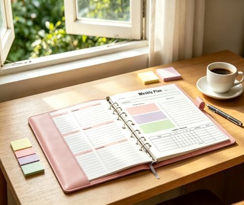 A4 Undated Weekly Planner Refills - 53 Sheets/106 Pages Letter size Weekly Planner for 3 Ring Binders, 100 gsm Paper, Lasts 1 Year, 8.5'' x 11'' image 4