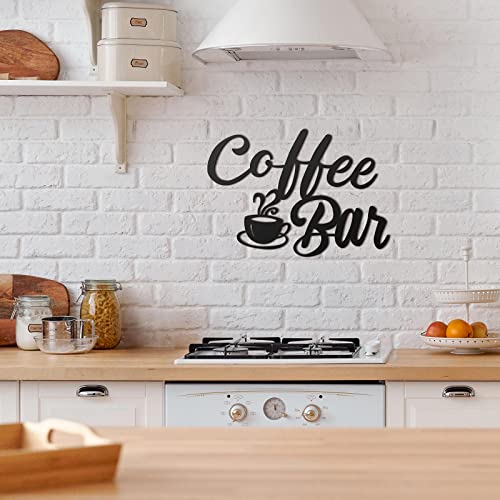 Image of Shimeyao Coffee Bar Signs for Wall Decor Metal Coffee Station Signs Black Hanging Wall Art Vintage Cafe Decorations Farmhouse for Kitchen Home Bar