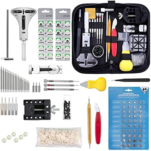 Watch Repair Kit 342pcs Professional Watch Battery Replacement Tool Watch Band Link Remover Spring Bar Tool Kit with Bag,Watch Batteries Kit,Finger Protectors and Manual Cover