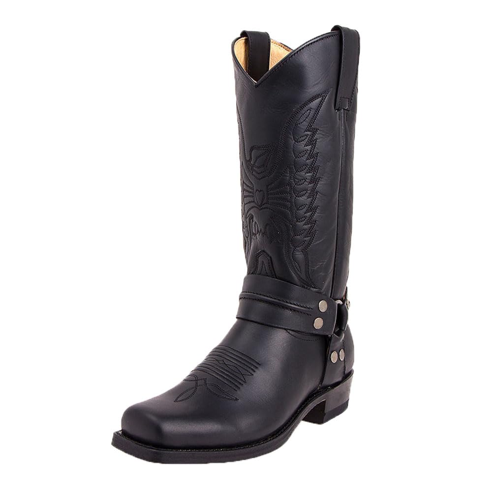 Bottes D'équitation Steampunk Chaussures Rétro à Mi-Mollet En Cuir PU Bottes De Cow-Boy Occidentales à Bout Carré Pour Hommes