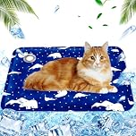 AHYDFSR Tappetino Rinfrescante per Cane, Tappetino Refrigerante per Cani e Gatti, Gatti Iniezione D'acqua, 40x50cm, M, Orso polare blu reale