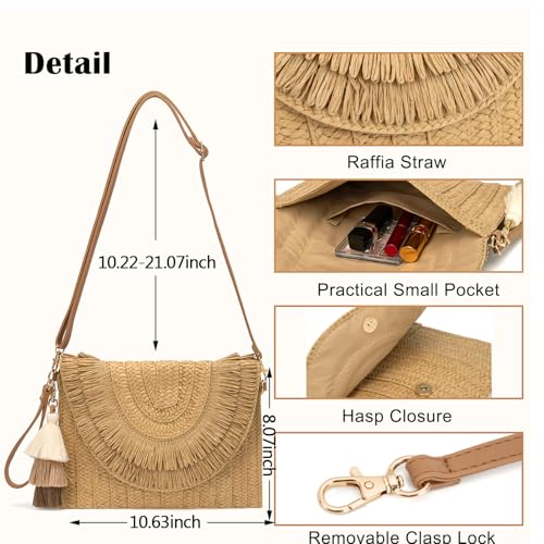 Small Straw Clutch Purses For Women Raffia Shoulder Beach Bag Summer Woven Purse Envelope Crossbody Handbag Wallet4