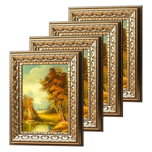 Image of 5x7 Vintage Picture Frames, Antique Picture Frame,Gold Frame for Wall Decor, 4 Pack Ornate Picture Frames,Gold