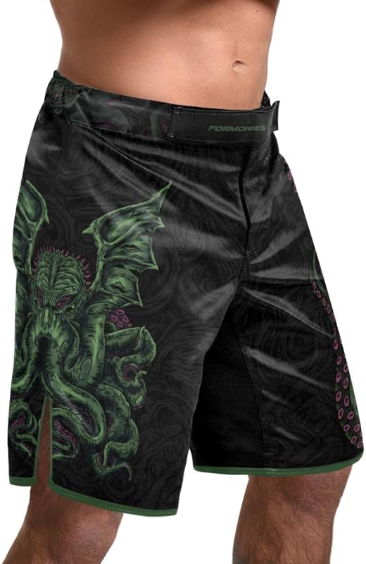 Octopus Fight Shorts MMA BJJ Kickboxing Grappling Jiu Jitsu Shorts for Men 4-Way Stretch Fabric