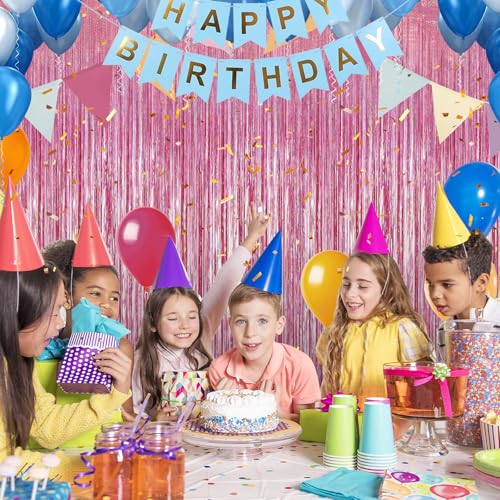 Image of Crosize 7 Pack 3.3 x 9.9 ft Bright Laser Glitter Foil Fringe Curtains Party Decorations, Tinsel Curtain Backdrop for Parties, Door Streamers, Glitter Streamer Backdrop for Birthday Decoration