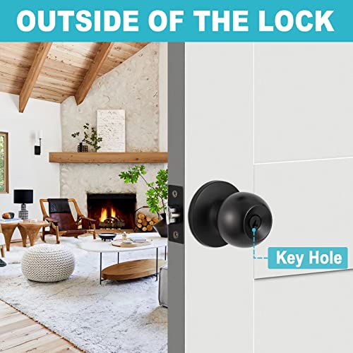 Kiayaci Entry Door Knob With Key 2 Pack For Entry Door Bedroom Bathroom Black Made By Corrosion Resistant Stainless Steel #TOP1