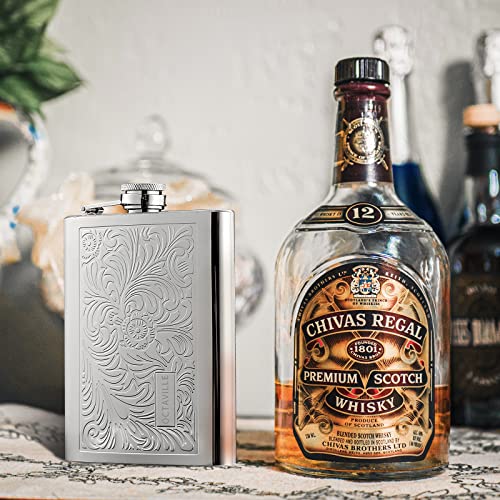 Octaville Flasks For Liquor For Men Stainless Quality Hip Flask 8Oz Pocket Engraved Wine Drink Pot Alcohol Flagon Metal 220Ml Whiskey Flask (Pattern) #TOP6