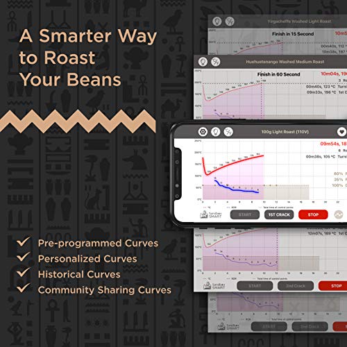 Sandbox Smart R1 Home Coffee Roaster pack of Cooling Tray C1-100g-150g Electric Direct Fired Coffee Roasting - Easy Operation and Clean - App Control - History Saving Function - 110V Red