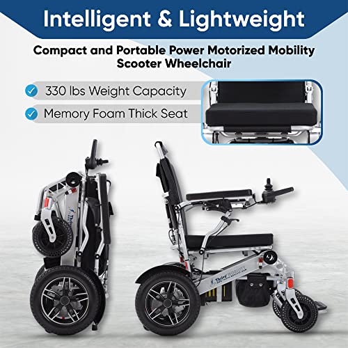 Reclining Electric Wheelchairs For Adults Lightweight Foldable Powered Wheel Chair (Silver 2 Batteries) #TOP3