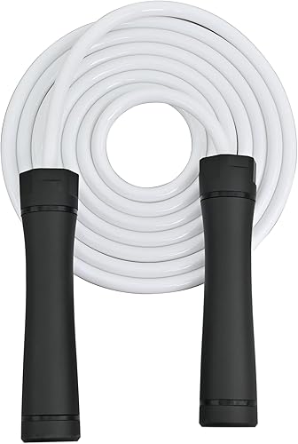 Weighted Jump Rope, 1LB Tangle-Free Ball Bearing Rapid Speed Skipping Rope for Men Women, Adjustable 9mm Cotton & PVC Rope with Alum Handle for
