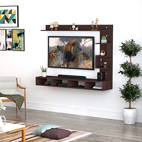 Image of Anikaa Cindy Engineered Wood Wall Mount TV Unit /Stand (Wenge) (Ideal for 43 Inch)(D.I.Y)
