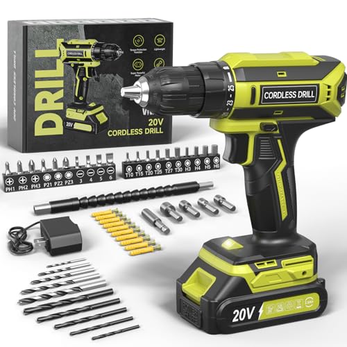 Cordless Drill, 20V MAX Power Drill Set with 2.0Ah Power