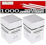 1000 Plastic Straws | 7.75 Inches (19.6 Cm) 2 X 500 Boxes Bulk Pack | Individually White Paper Wrapp