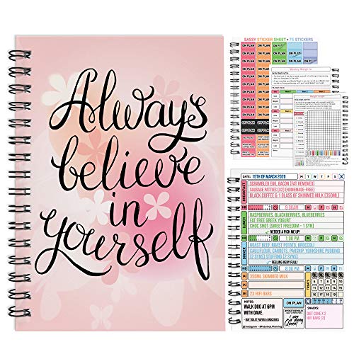 Slimming World Agenda alimentaire compatible Nouvel An 2020 Recette Diet Journal Planning 7 semaines avec compte à rebours Rose Always Believe in Yourself