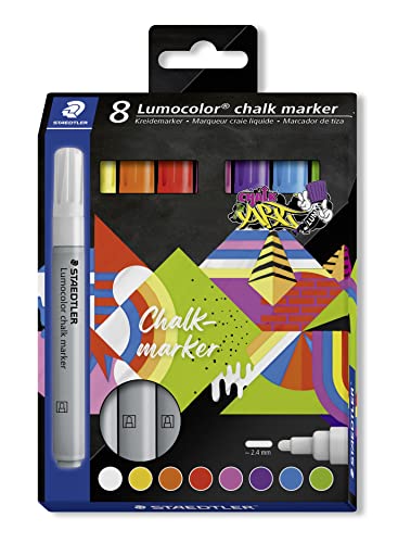 Marqueurs craie liquide Staedtler Lumocolor 344 pochette de 8 feutres craie effaçables