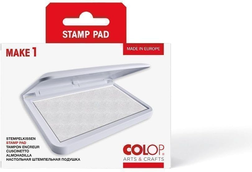COLOP Make Series Premium Ink Stamp Pad – Standard Water-Based & Acid-Free Non-Toxic Ink for Rubber Stamps, Crafting, and Scrapbooking (Frozen White, 3.5" x 1.94")