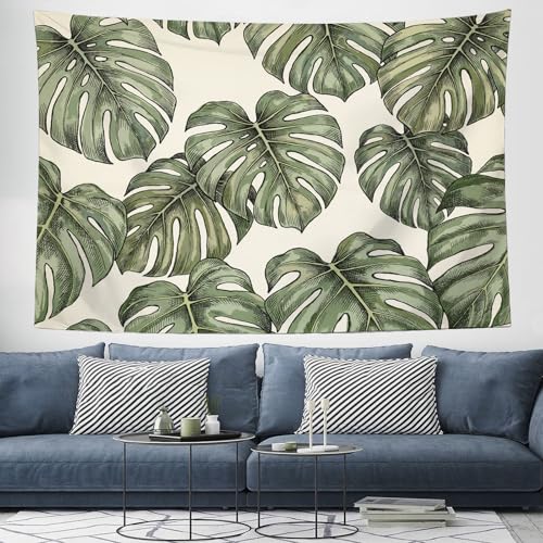 Tapisserie vert olive monstera 230x180cm pour déco salon