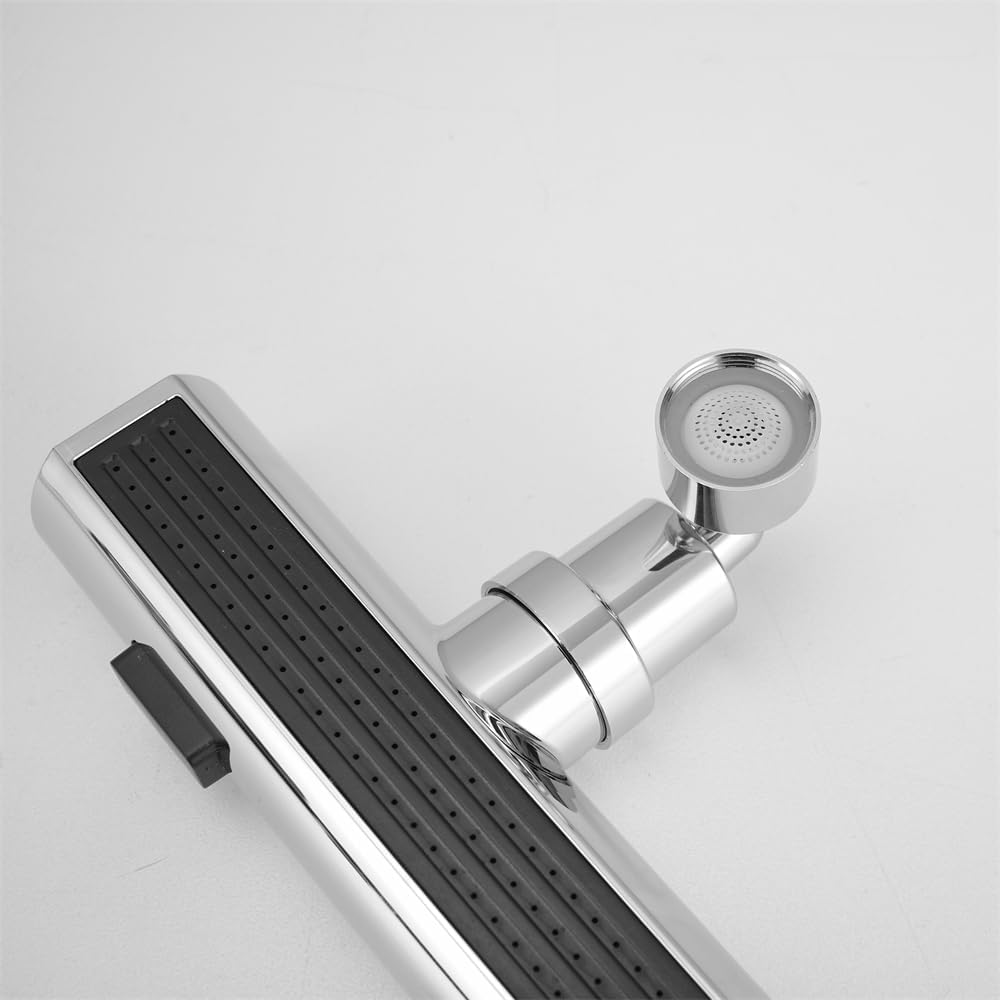Faucet Aerator,Faucet Extender with Waterfall Sprayer,360° Swivel Universal Kitchen Sink Faucet Head Sprayer Replacement Attachement Adapter Chrome
