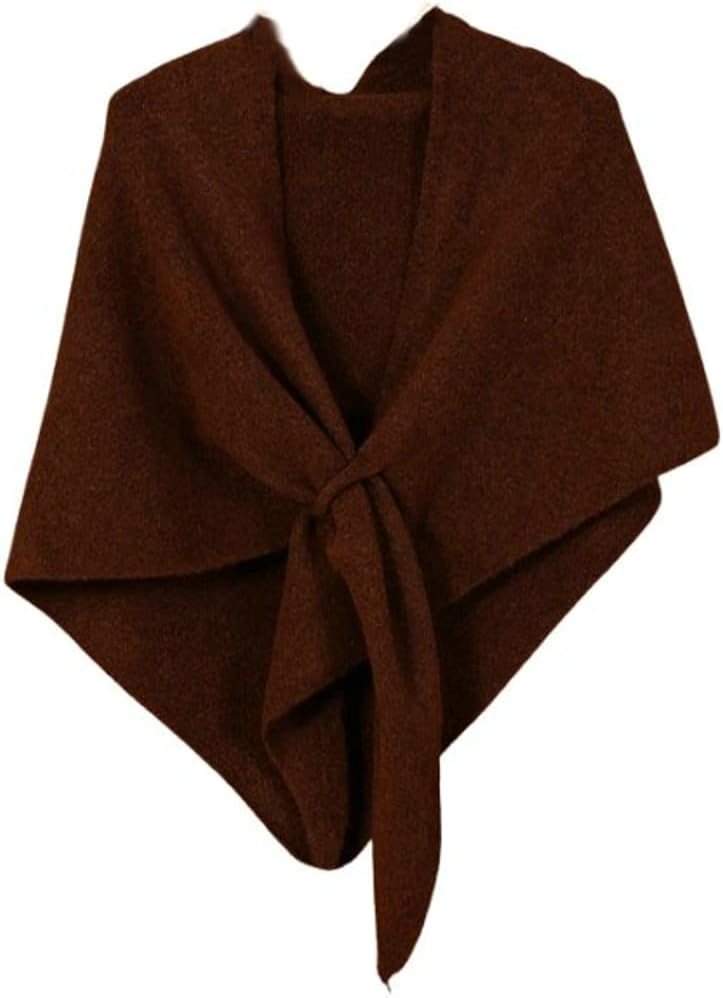 Women's Wool Triangle Striped Scarf Shawl Solid Color Wrap Tie Up Knotted Design Fall Winter Cozy Knitted Cross Cape