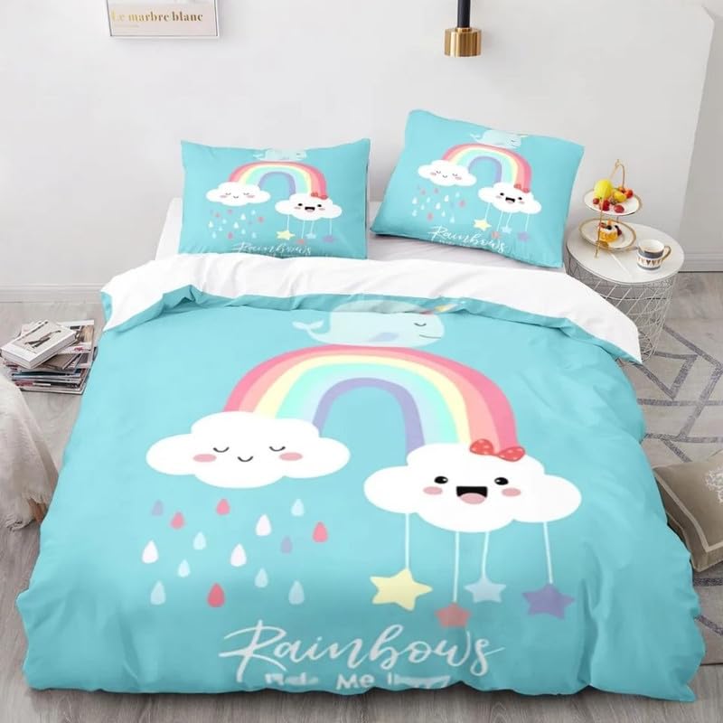 Funda nórdica azul de microfibra 155x220cm con funda de almohada 50x75 para cama 90