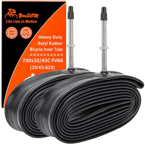 700C Heavy Duty Bike Tubes 700x35C/38C/40C/43C FV60 Presta Valve (35/43-622) 700C Bicycle Inner Tubes Compatible with 700x35C 700x36C 700x37C 700x38C 700x40C 700x42C 700x43c Bike Tire Tubes 2-PCS