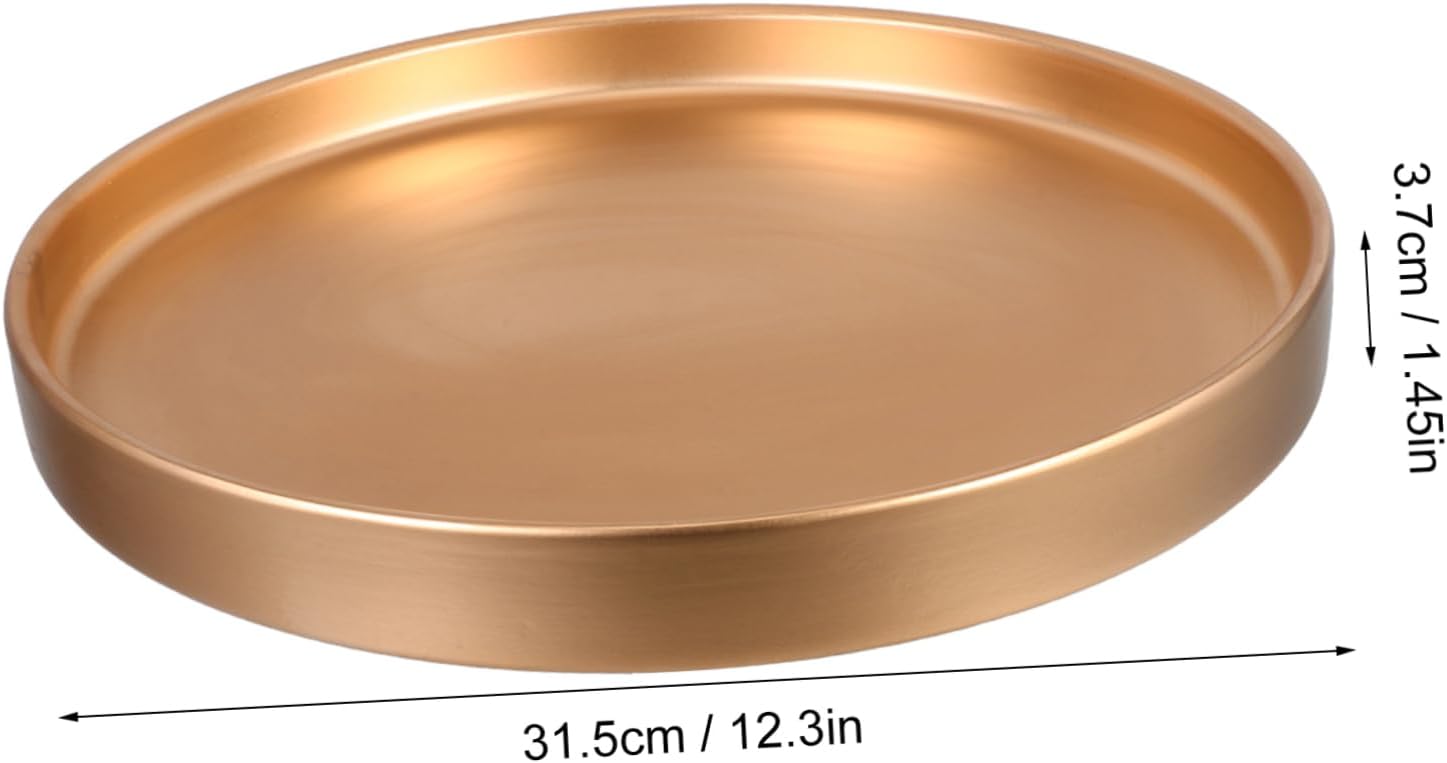 Hemoton Ceramic Plant Saucer Round Gold Tray for Use for Flower Pot Base Efficient Water Collection Multipurpose Decorative Serving Plate