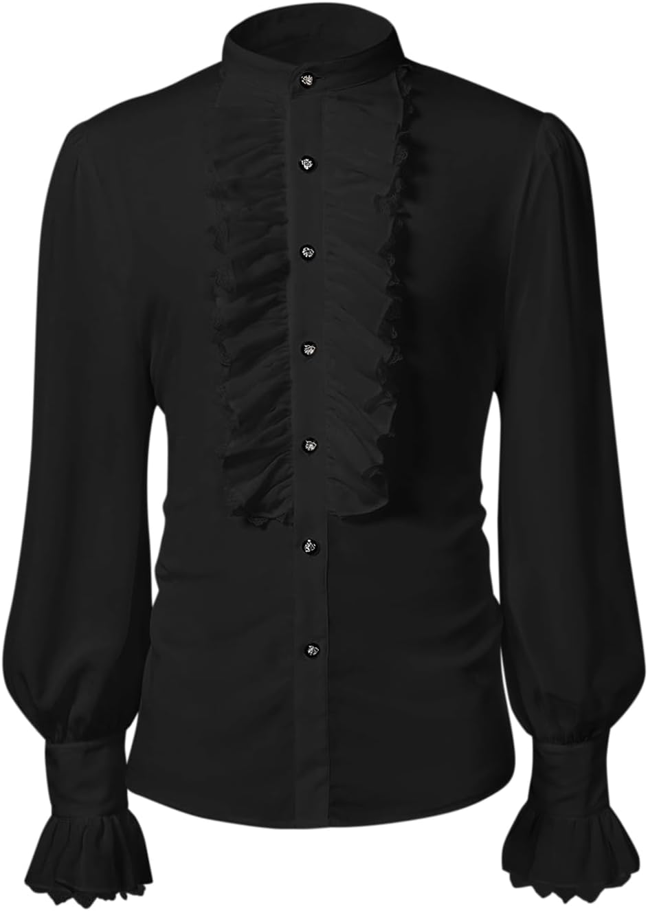 Bbalizko Men Pirate Shirt Victorian Ruffle Medieval Renaissance Vampire Ruffled Steampunk Puffy Halloween Cosplay Shirts
