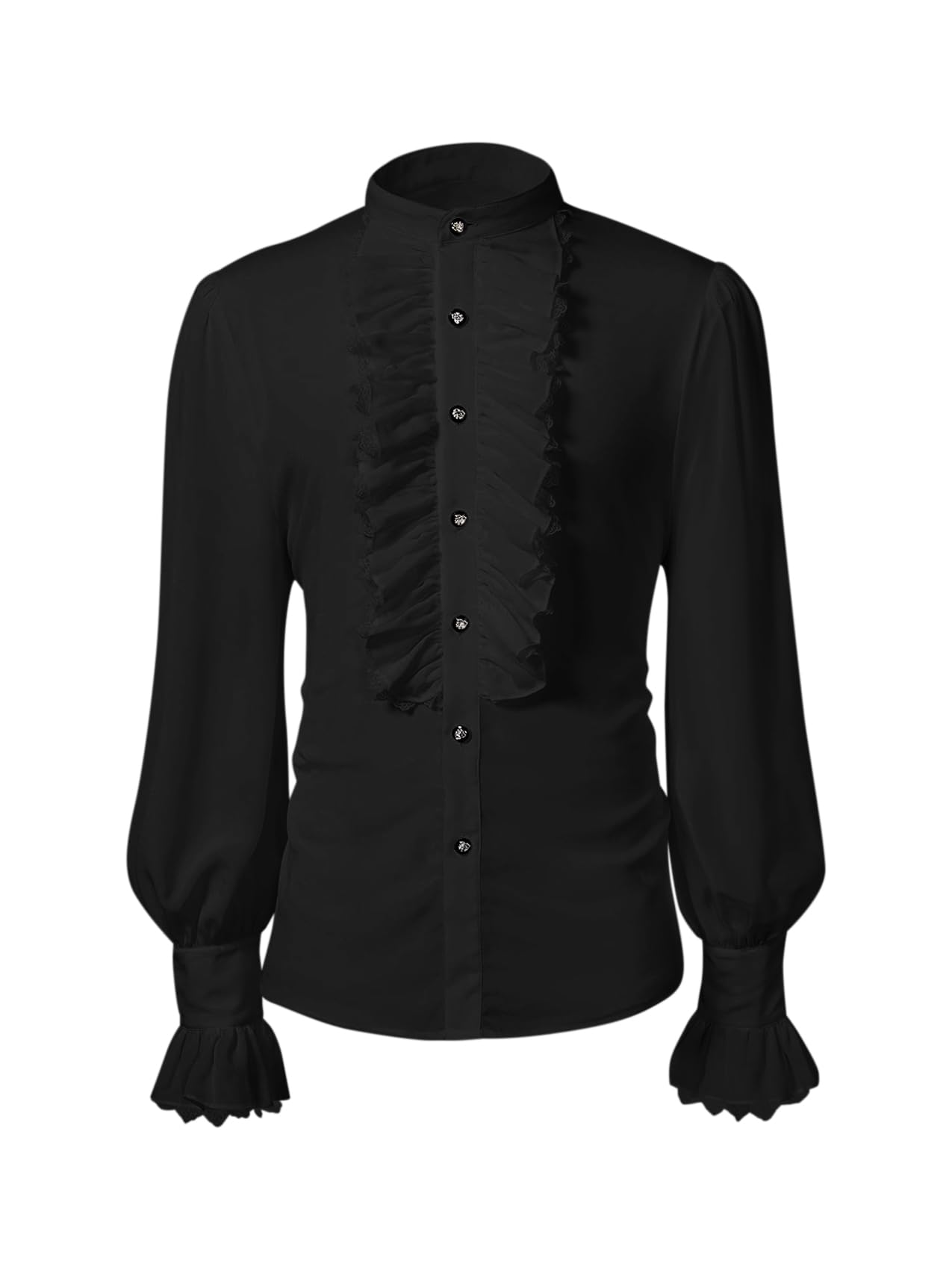Men Pirate Shirt Victorian Ruffle Medieval Renaissance Vampire Ruffled Steampunk Puffy Halloween Cosplay Shirts