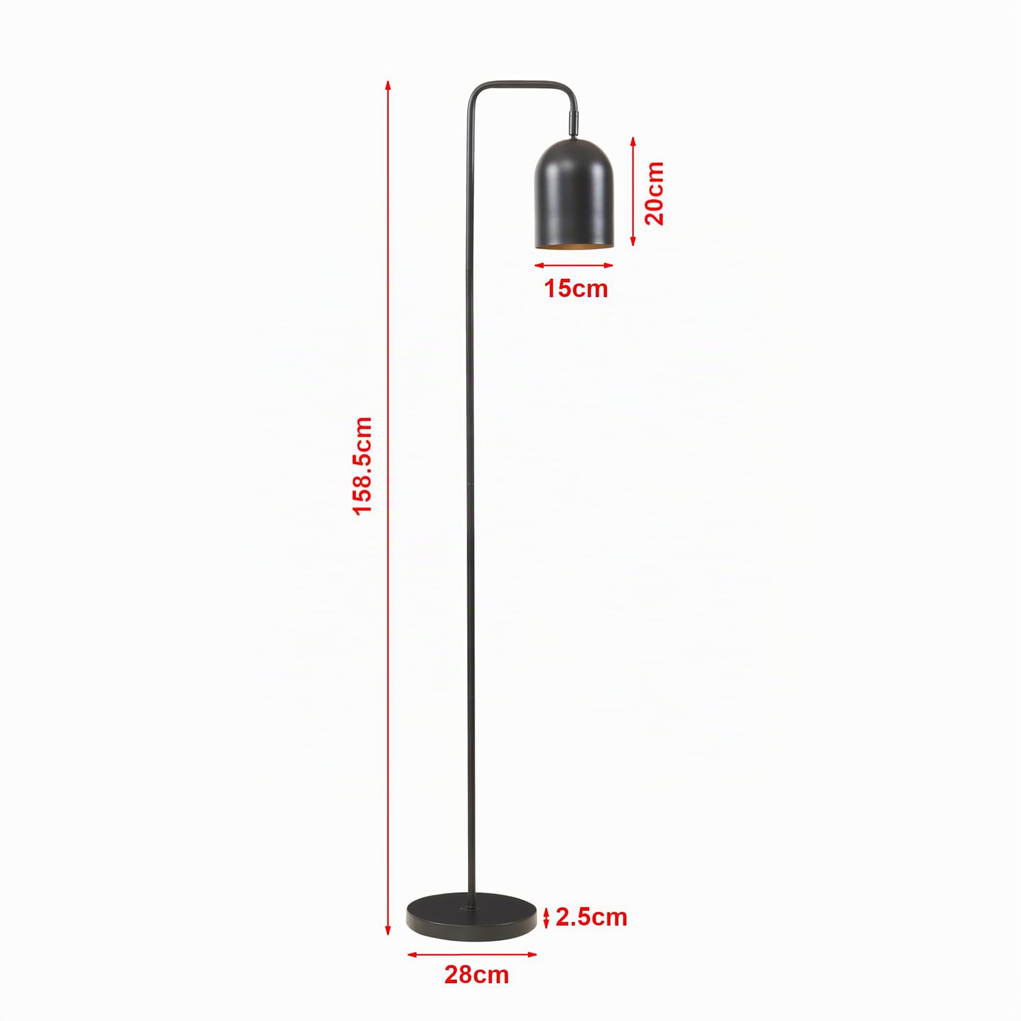 lux.pro Lámpara de pie Barnard Lámpara de Suelo con Pantalla para Salón Despacho Dormitorio Oficina Estilo Moderno Metal 159 cm - Negro
