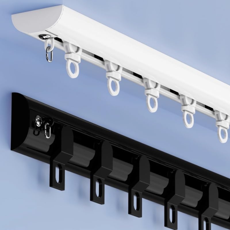 Riel De Cortina Autoadhesivos, Barra De Cortina Aluminio 1.0m-1.7m, Rieles De Cortin Para Montaje En Techo O Pared Sin Taladro(White Ceiling Mount,1.0m/3.3ft)
