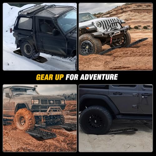 Nilight Recovery Off-road Traction Boards Emergency Tire Ladder Mats For 4WD 4X4 Mud Sand Snow with 2PCS Mounting kit Zipper Bag 2 leashes (Black) by Nilight - Image 8