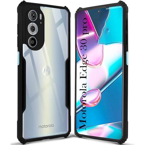 Image of Jkobi Back Cover Case for Motorola Moto Edge 30 Pro (Shockproof with Polycarbonate Clear Panel | Professional Black)