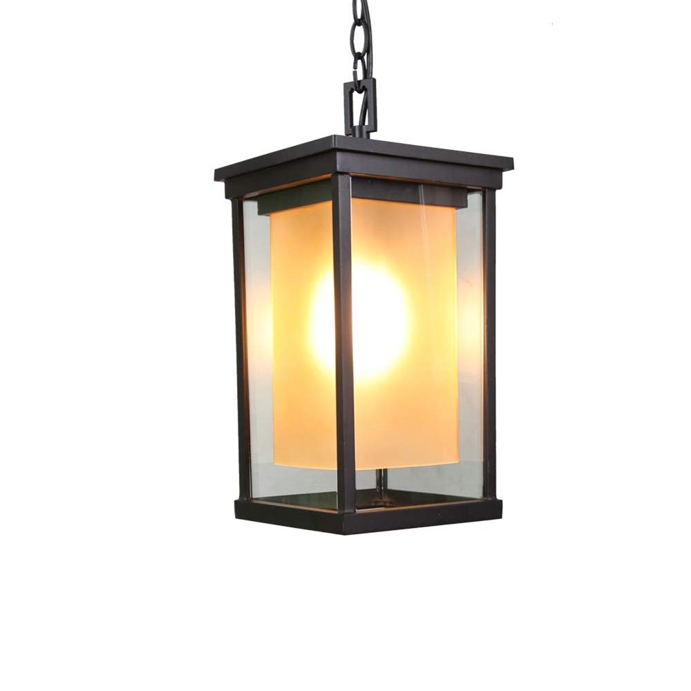 Lanterne suspendue E27 en verre et aluminium étanche pour éclairage extérieur de paysage