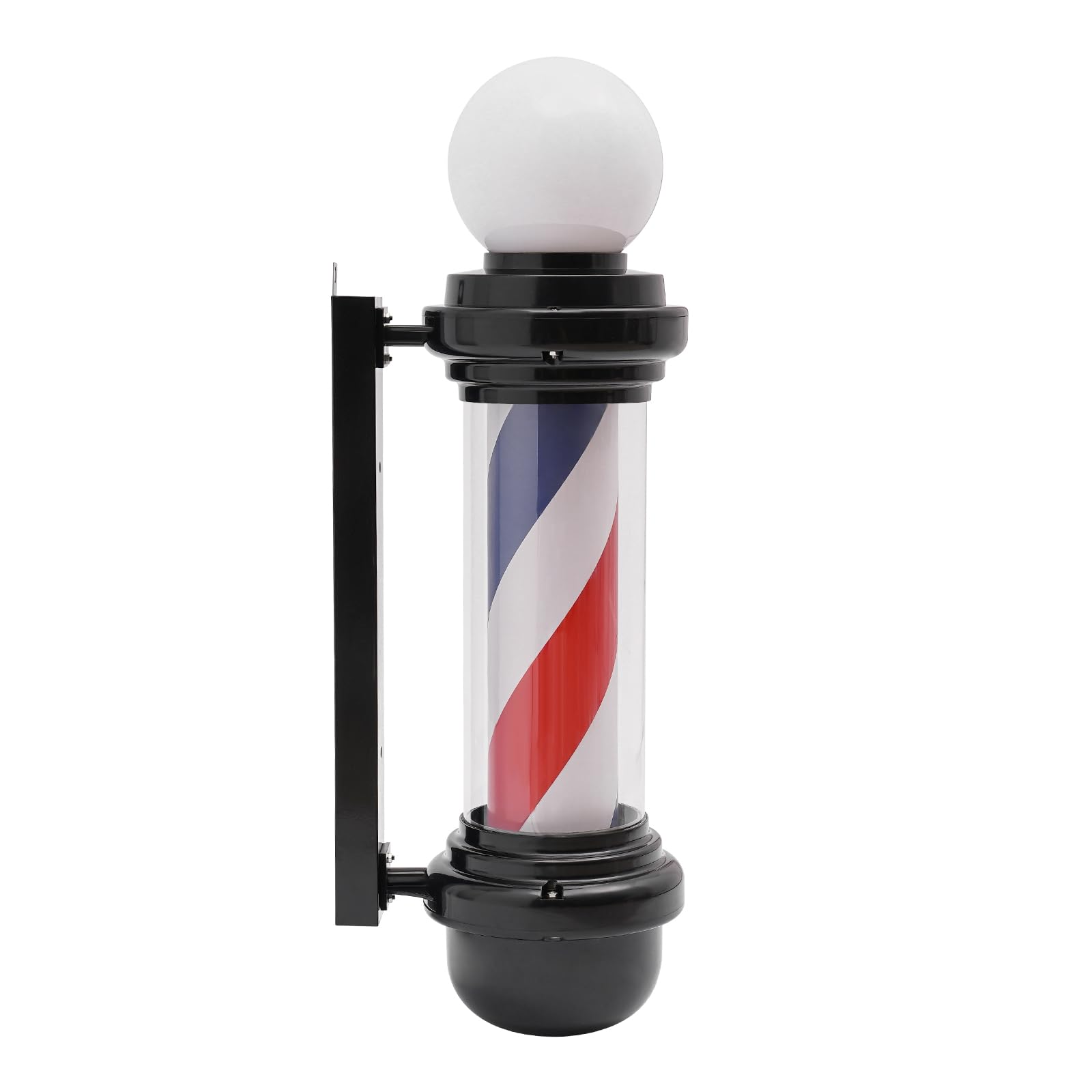 26.8inch Barber Pole Light,Red White Blue Rotating Hair Salon Open Sign,Barber Rotating Light Wall-Mounted Waterproof LEDs for Outdoor Hairdressing 110V