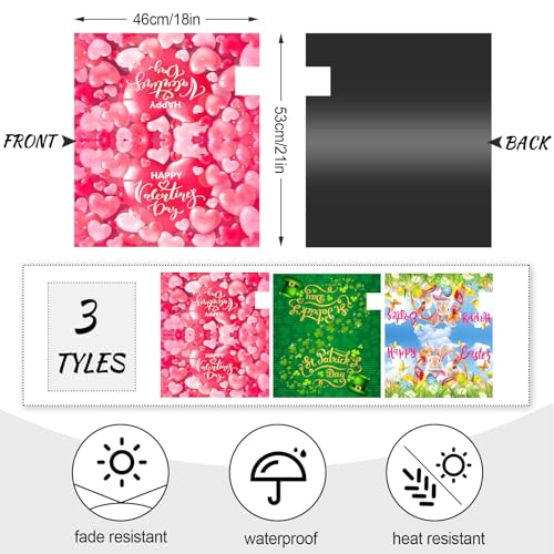 Remerry 3 Pcs Happy Valentine\'s Day Magnetic Mailbox Covers Spring Letter Box Cover St. Patrick\'s Day Happy Easter Mailbox Cover Wraps Standard Size 18 x 21 Inch Outdoor Home Garden Decor - Thumbnail 2