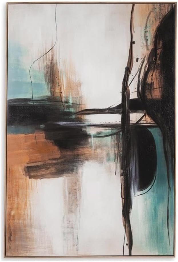 Brunonia 71" x 47" Abstract Canvas Wall Art in Black, Blue, and Orange