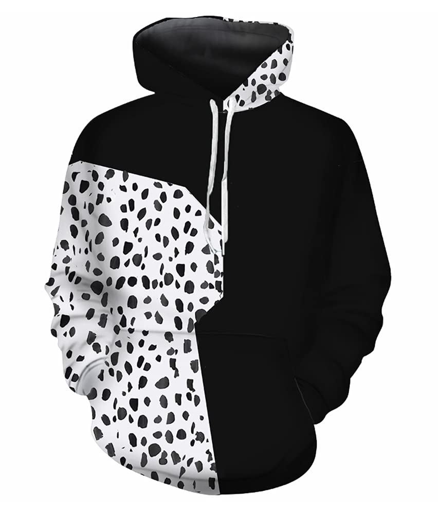 BoerMeeCruella Cosplay Dress Devil Costume Hoodie Dalmatians Deville Coat Jacket Sweatshirt T shirt Short Sleeve Tops Pants