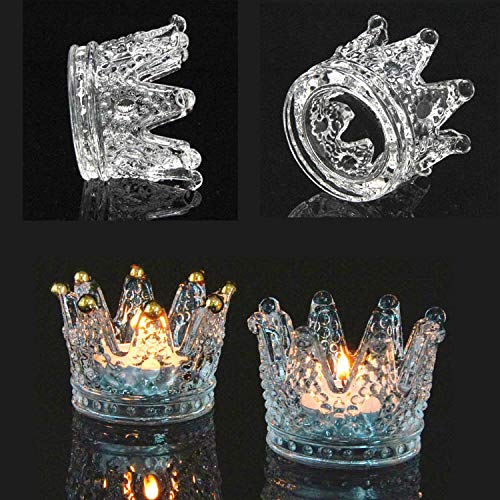 Didi Goal Gold Points Decor Crown Crystal Glass Tealight Candle Holder Set Of 6 Votive Candle Holder Crown Trinket Holder For Home Wedding Party Office (Gold/6Pcs) #TOP1
